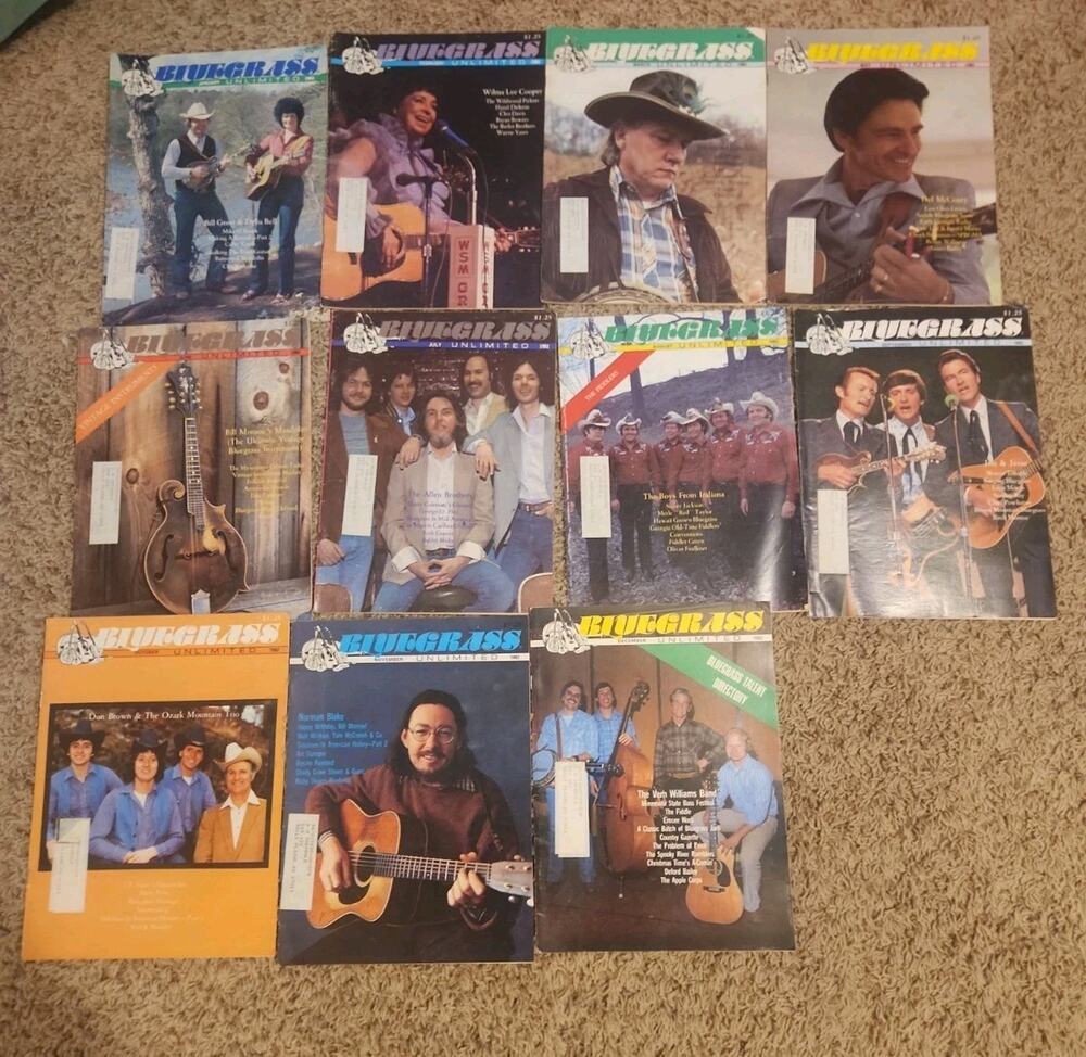 Vintage 1982 Bluegrass Unlimited Magazines, 11 issues Missing April